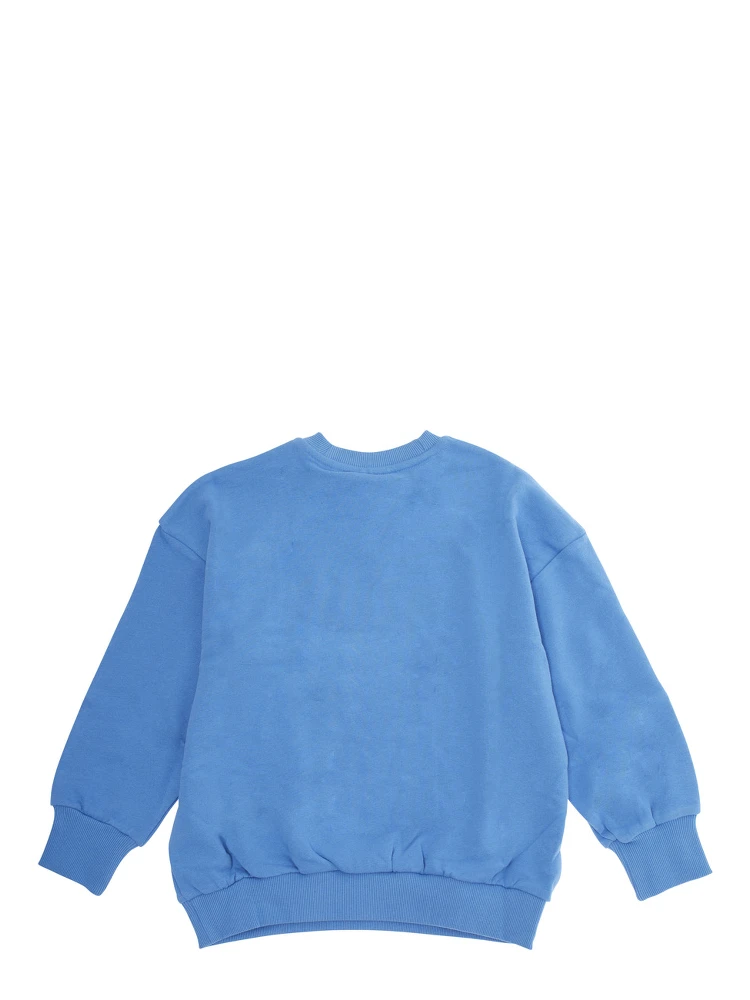 Light Blue Crewneck Sweatshirt with Print on the Front in Cotton Baby alternative