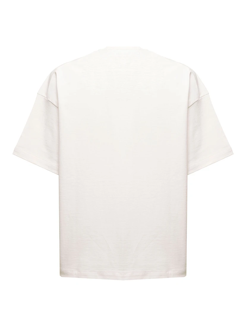 White Oversize Crewneck T-Shirt with Logo Print on the Front in Cotton Man