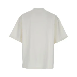 White Crewneck T-Shirt with Front Logo Print in Cotton Man