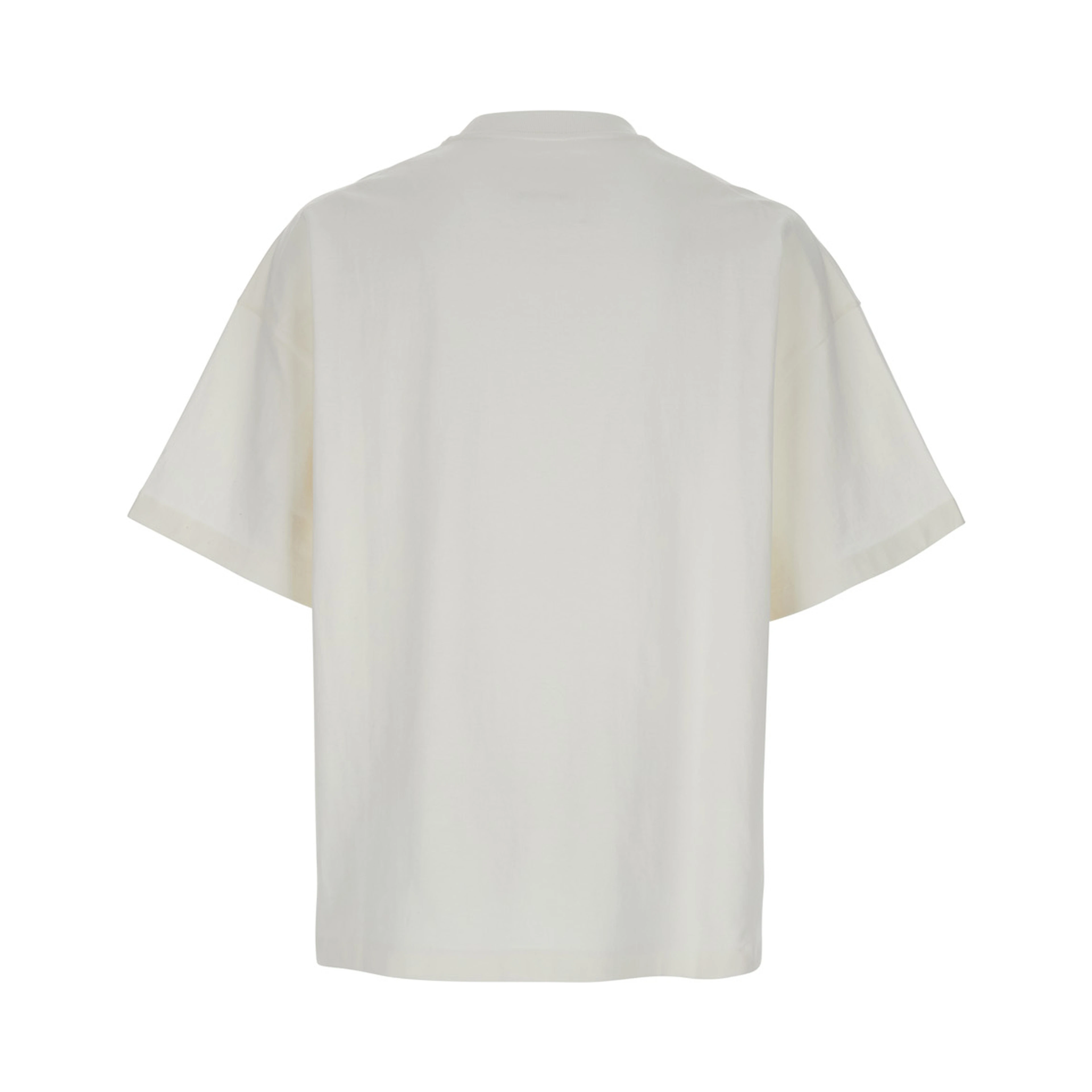 White Crewneck T-Shirt with Front Logo Print in Cotton Man