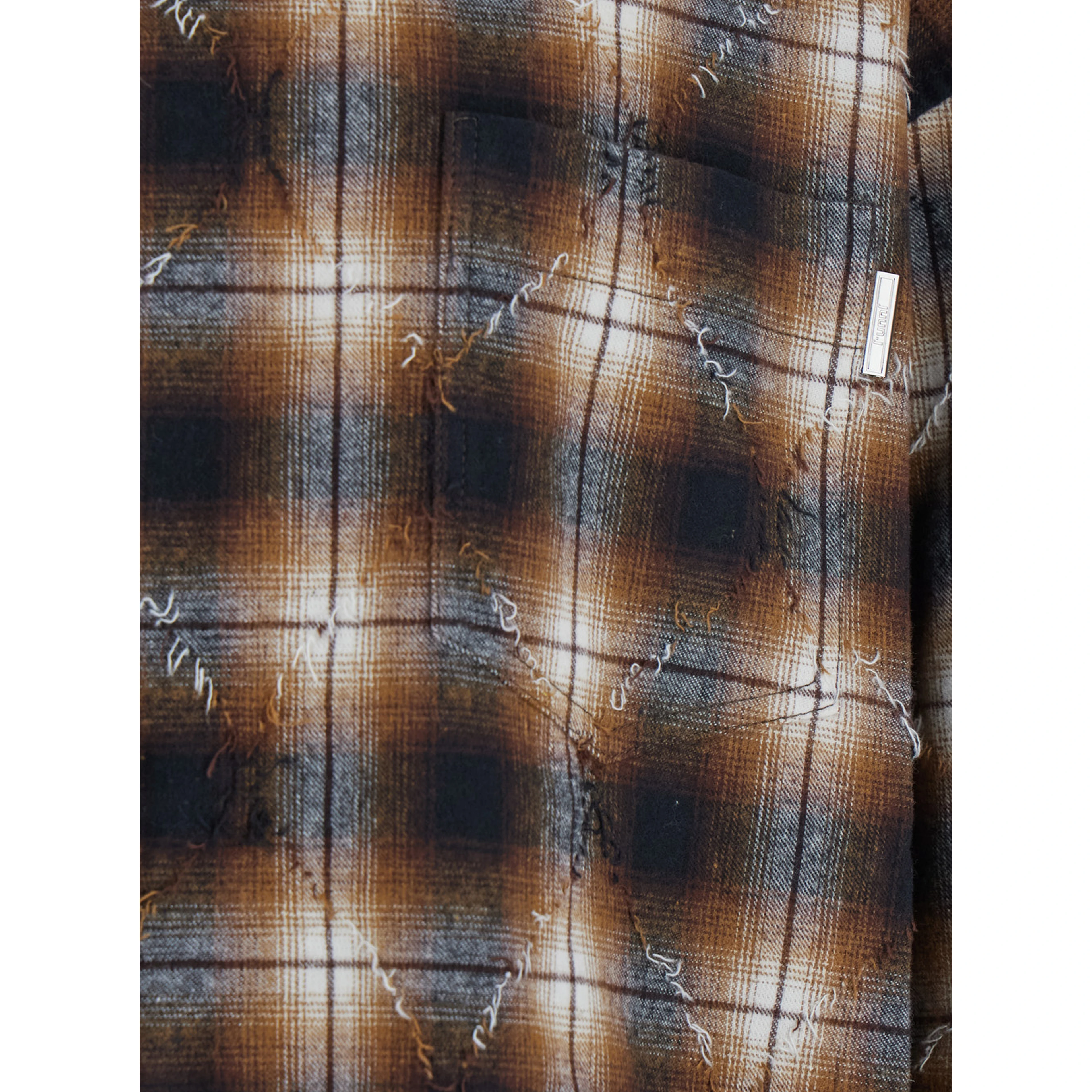 Multicolor Shirt with Classic Collar and All-Over Check Motif in Cotton Man