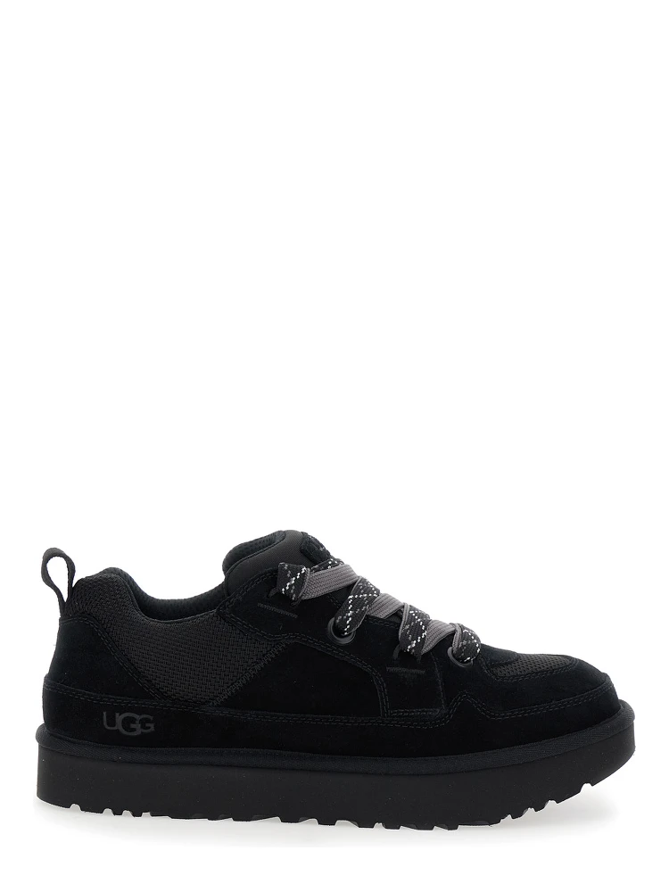 Lo Lowmel Black Sneakers with Mesh Inserts and Logo on the Side in Suede Man