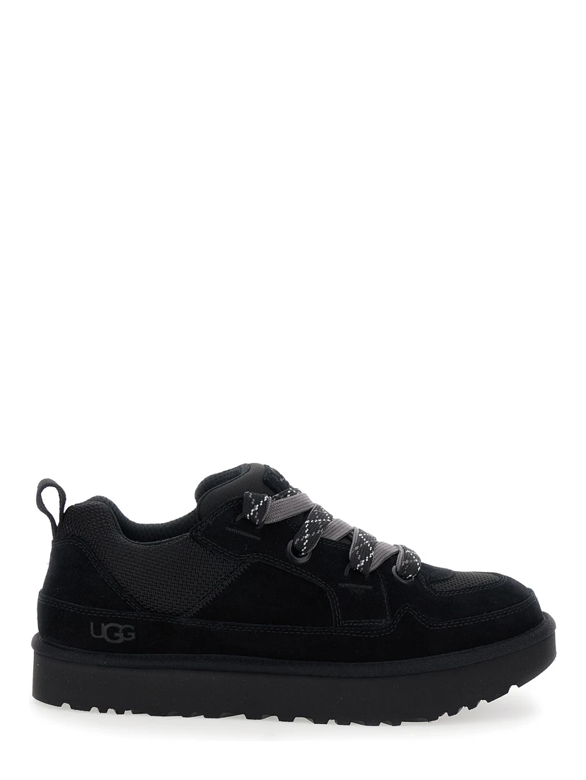 Lo Lowmel Black Sneakers with Mesh Inserts and Logo on the Side in Suede Man