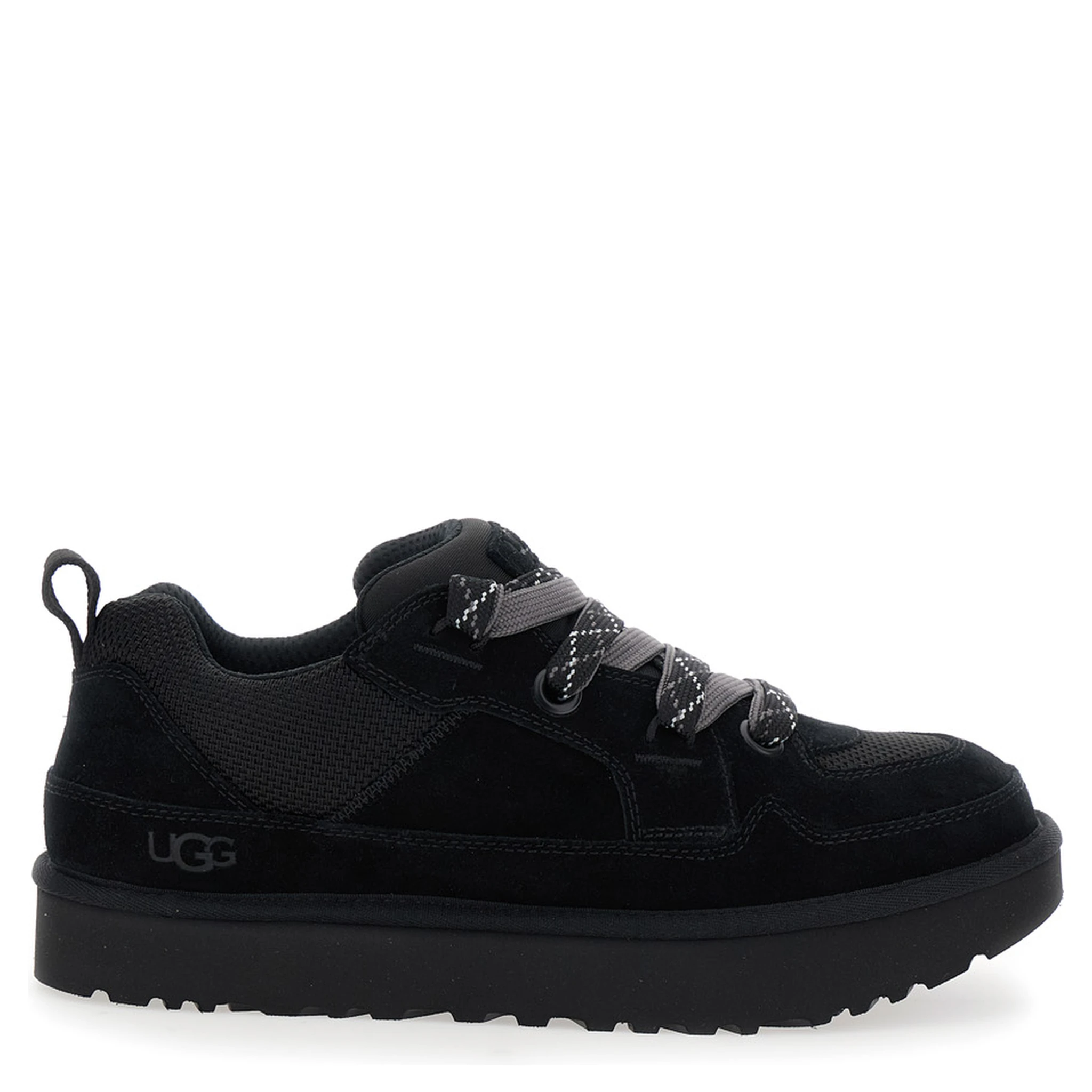 Lo Lowmel Black Sneakers with Mesh Inserts and Logo on the Side in Suede Man