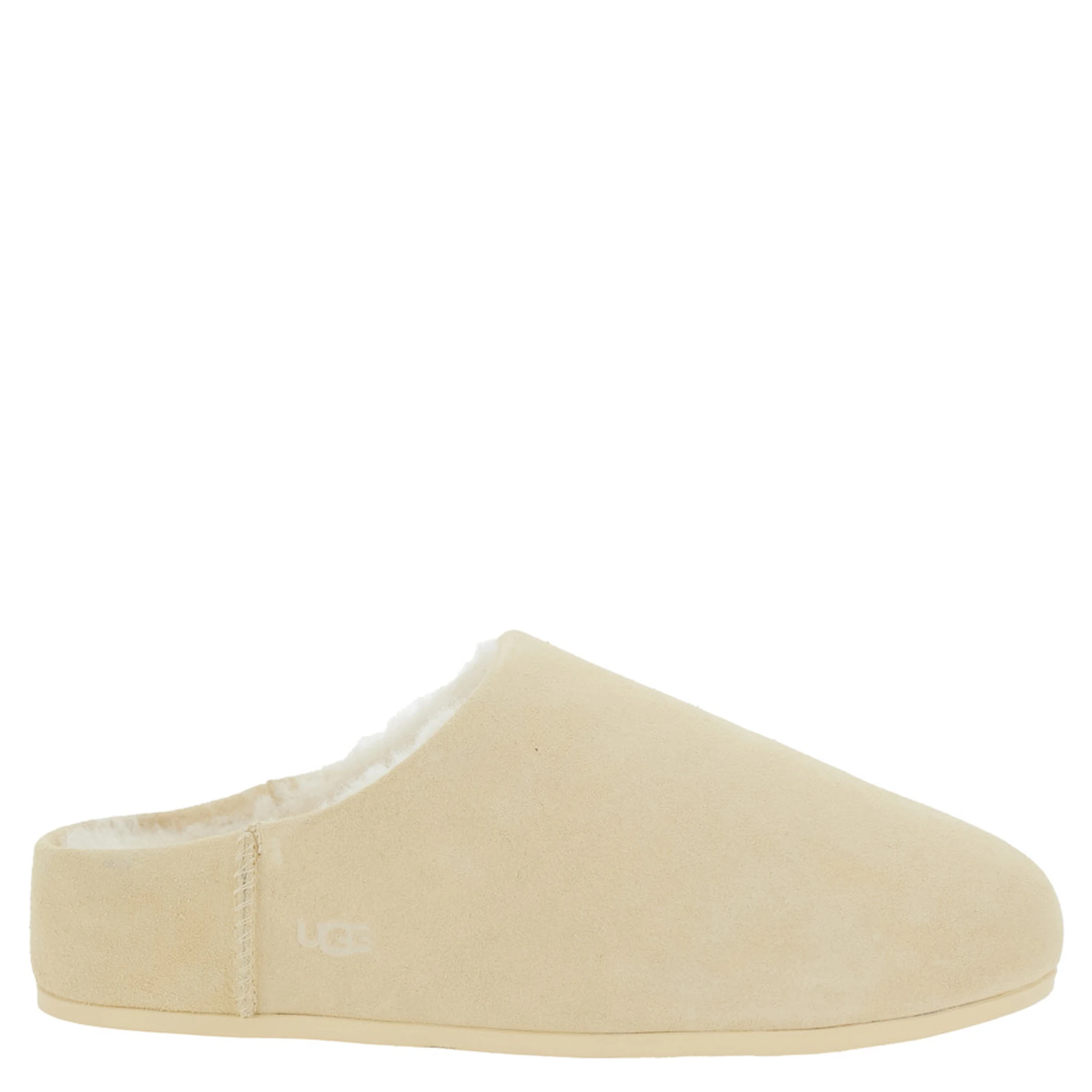 Elea Beige Mules with Logo Lettering on the Side and Shearling Lining in Suede Woman