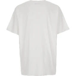 White Crewneck T-Shirt with Logo Lettering on the Front in Cotton Man