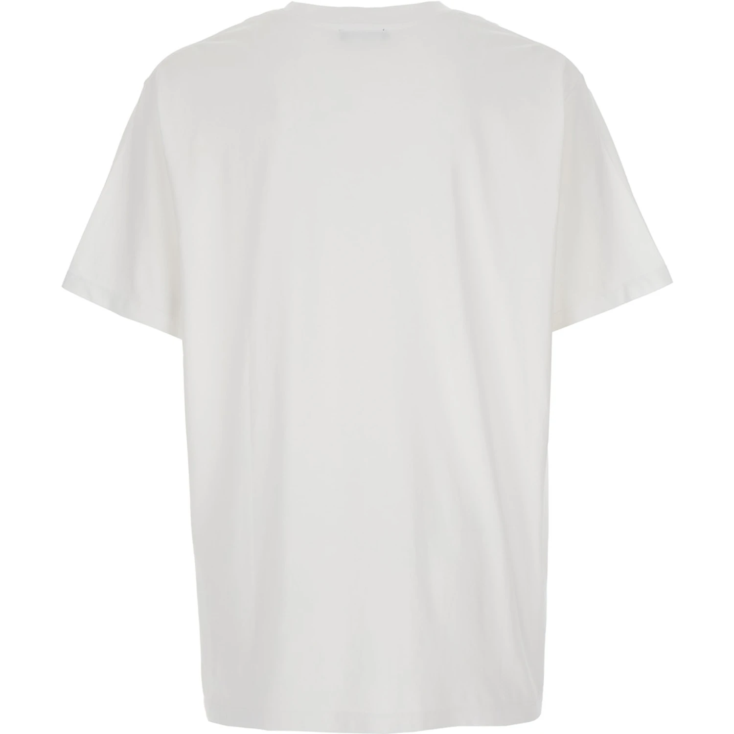 White Crewneck T-Shirt with Logo Lettering on the Front in Cotton Man