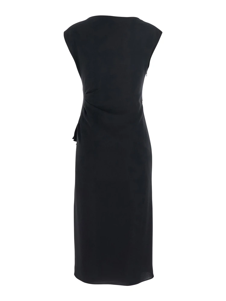 Aia Black Dress with Boat Neckline and Draped Detail on the Side in Tech Fabric Woman alternative