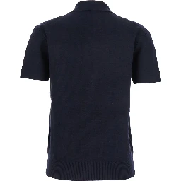 Teti Blue Polo Shirt with Classic Collar and Front Half Zip Closure in Viscose Blend Woman