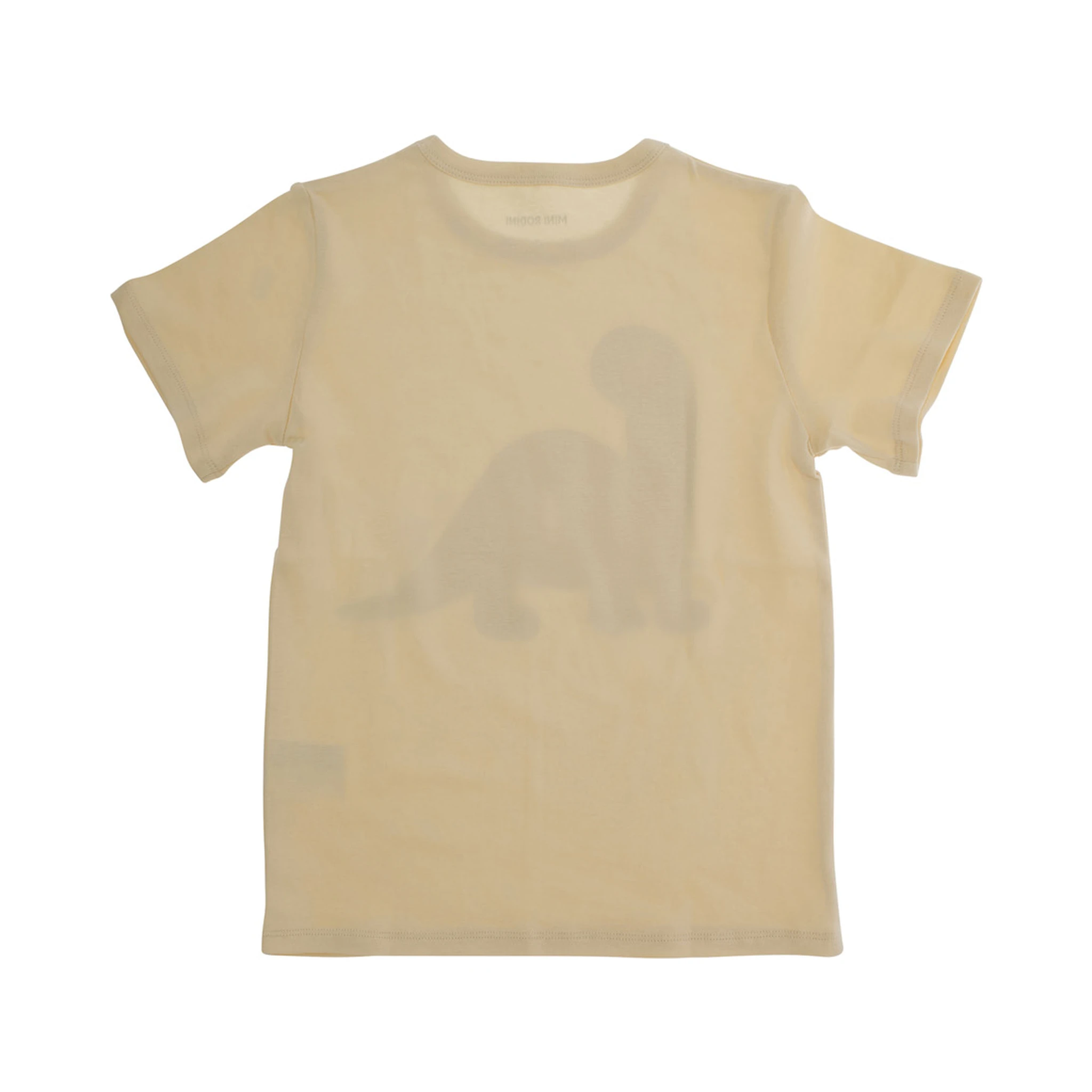 Beige Crewneck T-Shirt wth Print on the Front in Cotton Baby