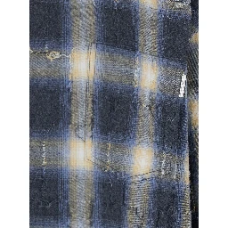 Multicolor Shirt with Classic Collar and All-Over Check Motif in Cotton Man