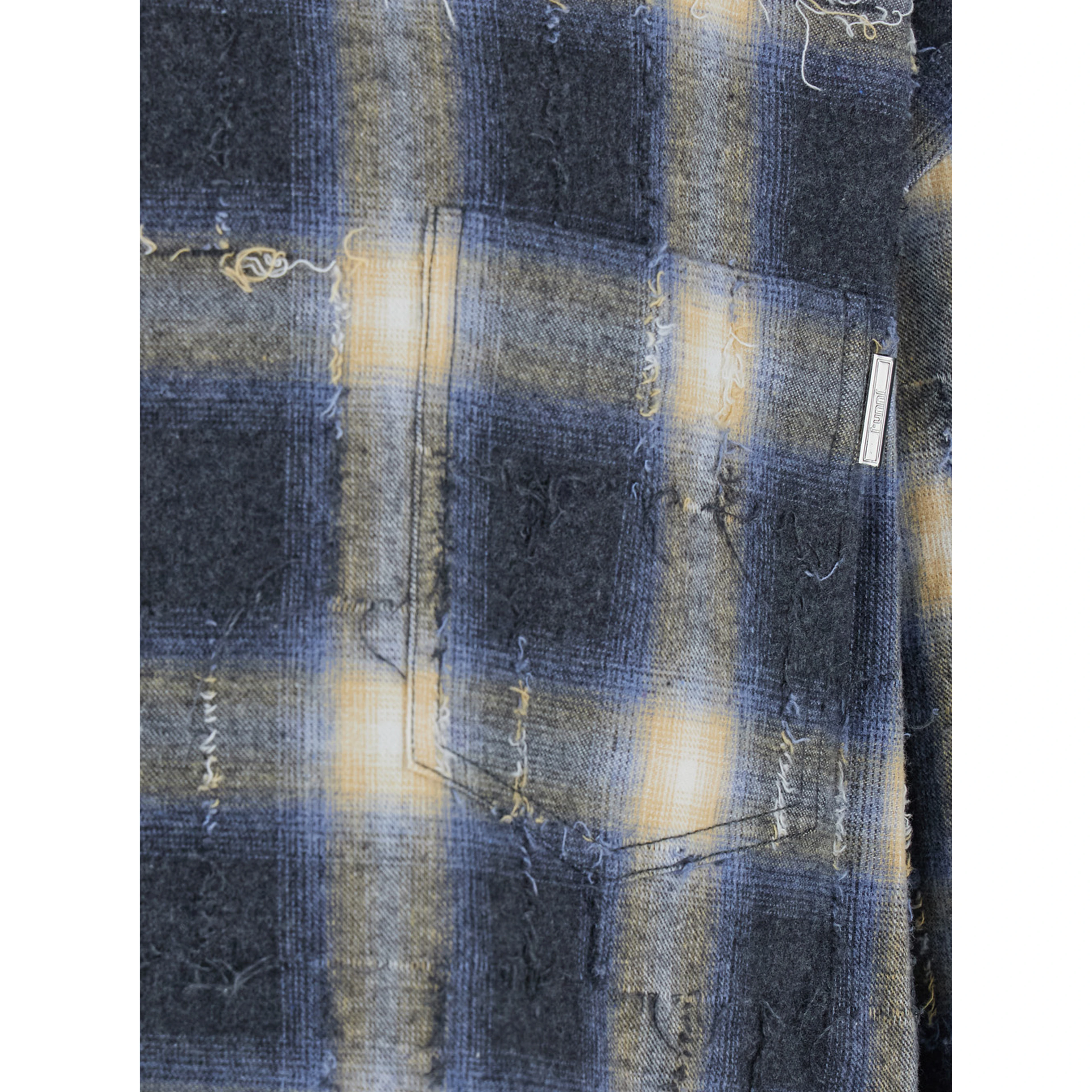 Multicolor Shirt with Classic Collar and All-Over Check Motif in Cotton Man
