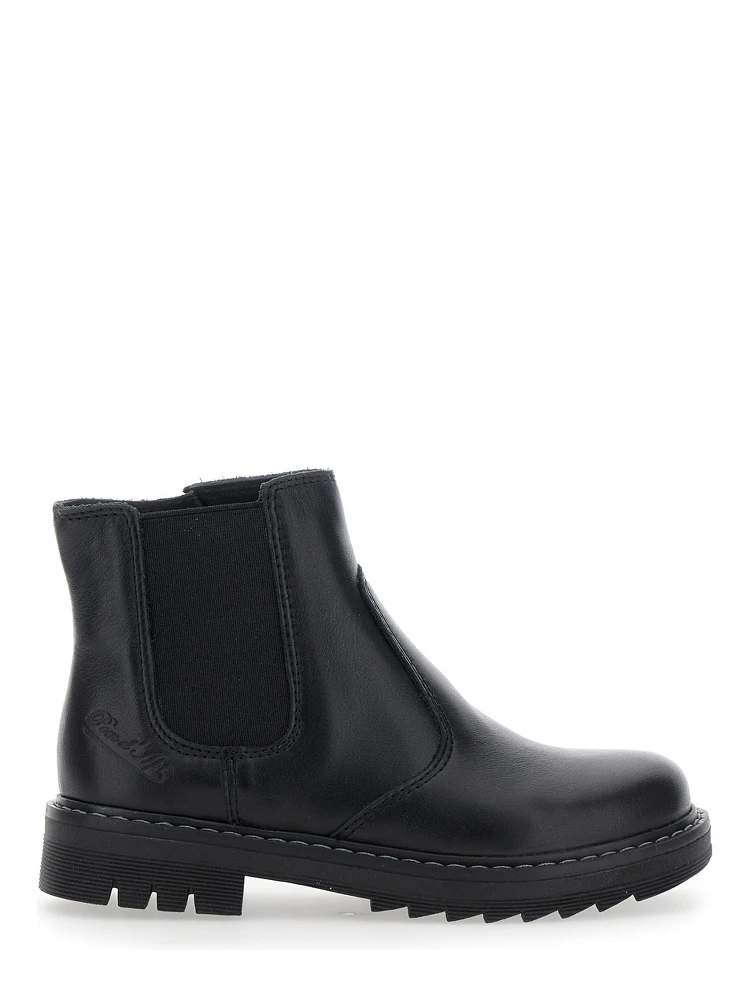 Black Ankle Boots with Side Logo in Nubuck Leather Girl