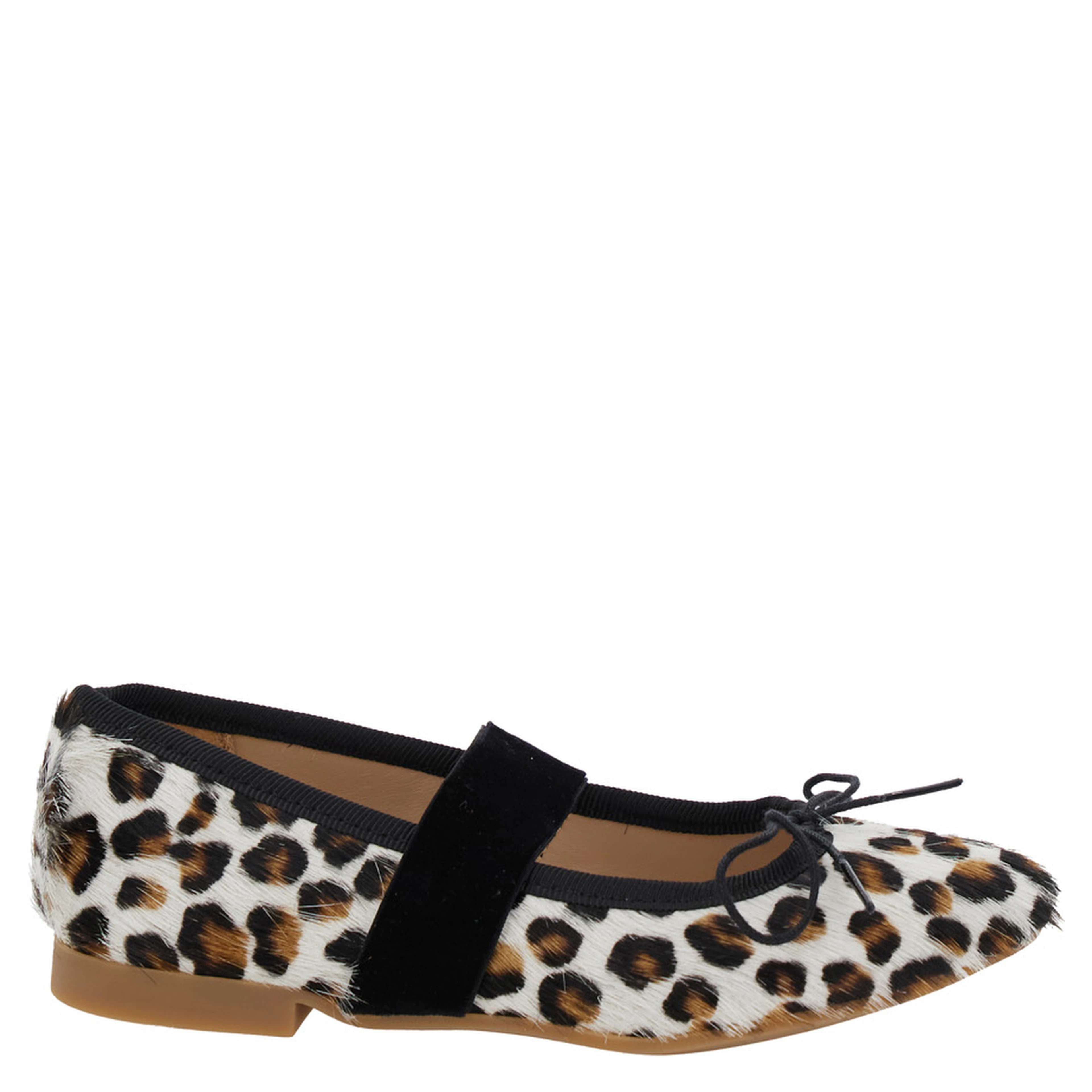 Multicolor Ballet Shoes with Adjustable Strap Closure and All-Over Leopard Motif in Fabric Girl
