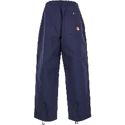 Blue Pants with Elastic Waist and Logo Patch on the Rear in Cotton Stretch Man