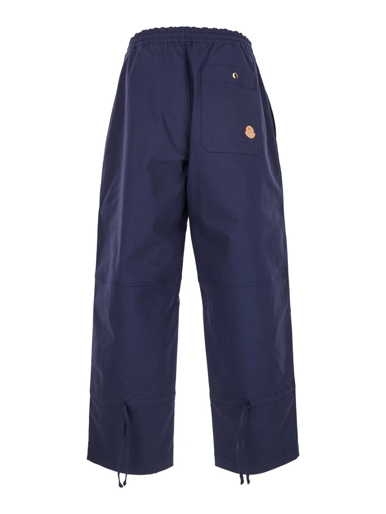 Blue Pants with Elastic Waist and Logo Patch on the Rear in Cotton Stretch Man alternative