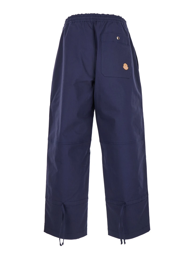 Blue Pants with Elastic Waist and Logo Patch on the Rear in Cotton Stretch Man