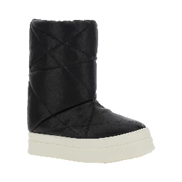 Black Down Filled and Quilted Ankle Boots in Leather Man