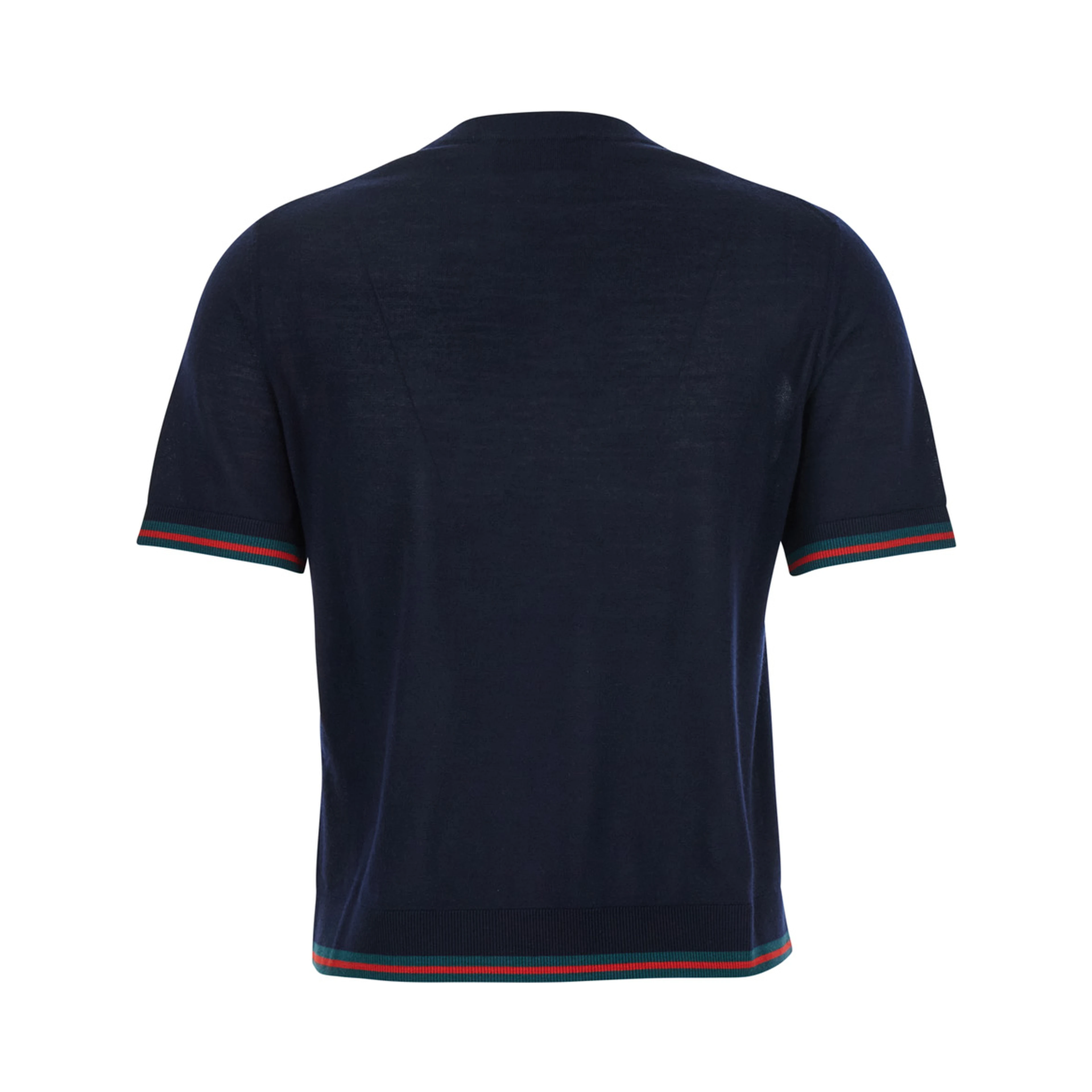 Blue T-Shirt with Web Detail on the Edges in Cashmere and Silk Blend Woman