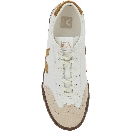 Volley White Low Top Sneakers with Contrasting Heel with Logo Lettering and Logo Patch on the Side in Leather Unisex