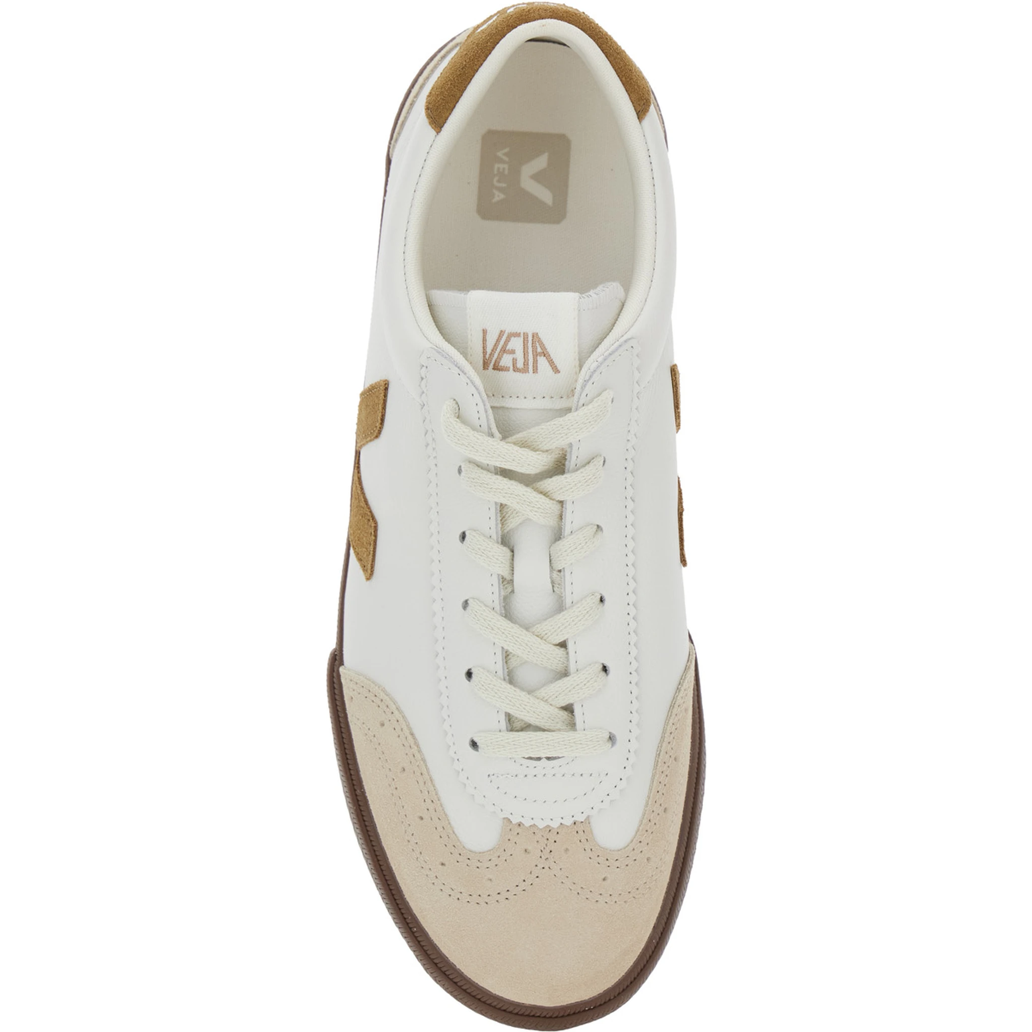 Volley White Low Top Sneakers with Contrasting Heel with Logo Lettering and Logo Patch on the Side in Leather Unisex