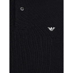 Black Polo Shirt with Classic Collar and Logo Embroidery on the Front in Cotton Stretch Man