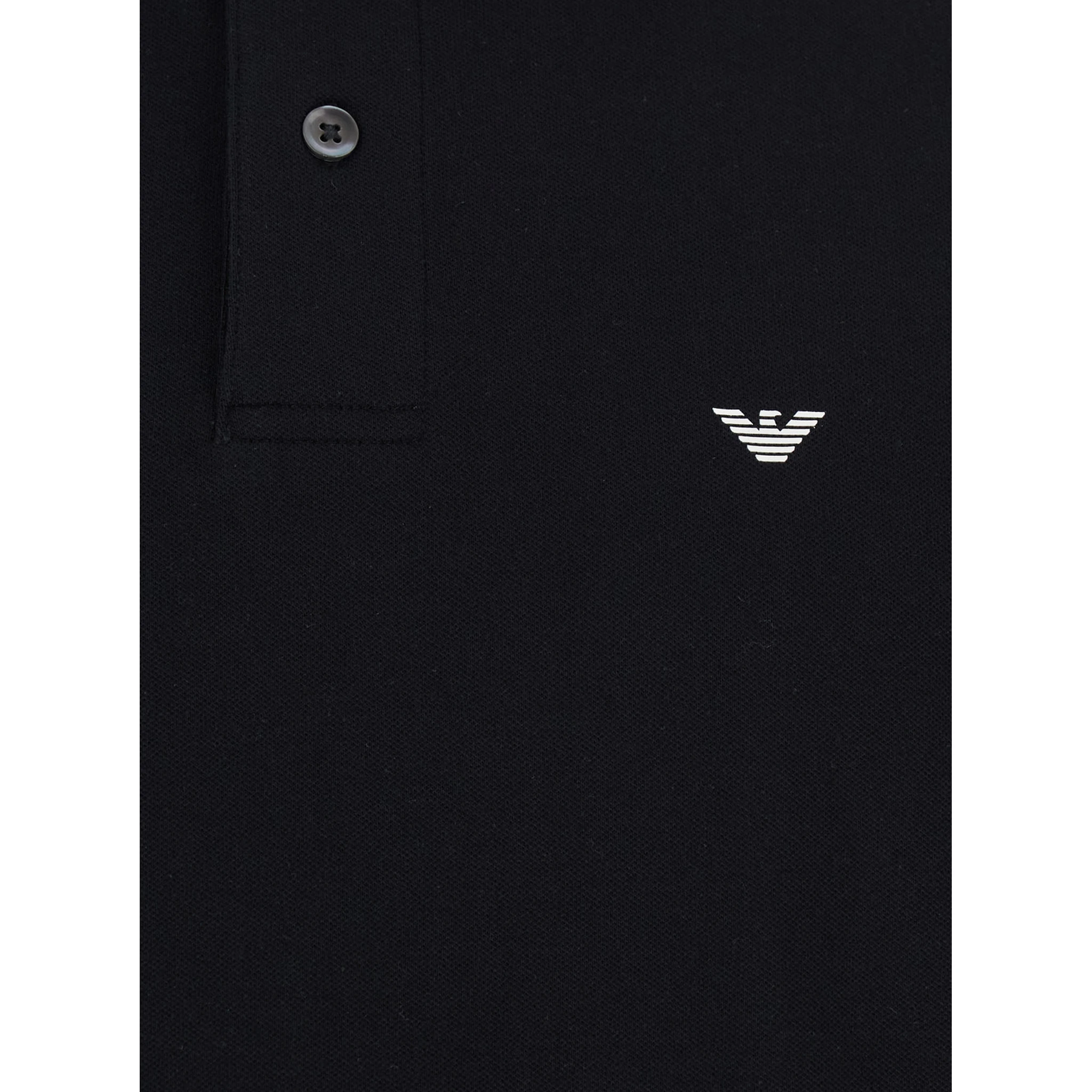 Black Polo Shirt with Classic Collar and Logo Embroidery on the Front in Cotton Stretch Man