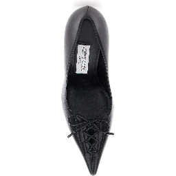 Scarlett Black Pumps with High Stiletto Heel and Front Laces in Leather Woman