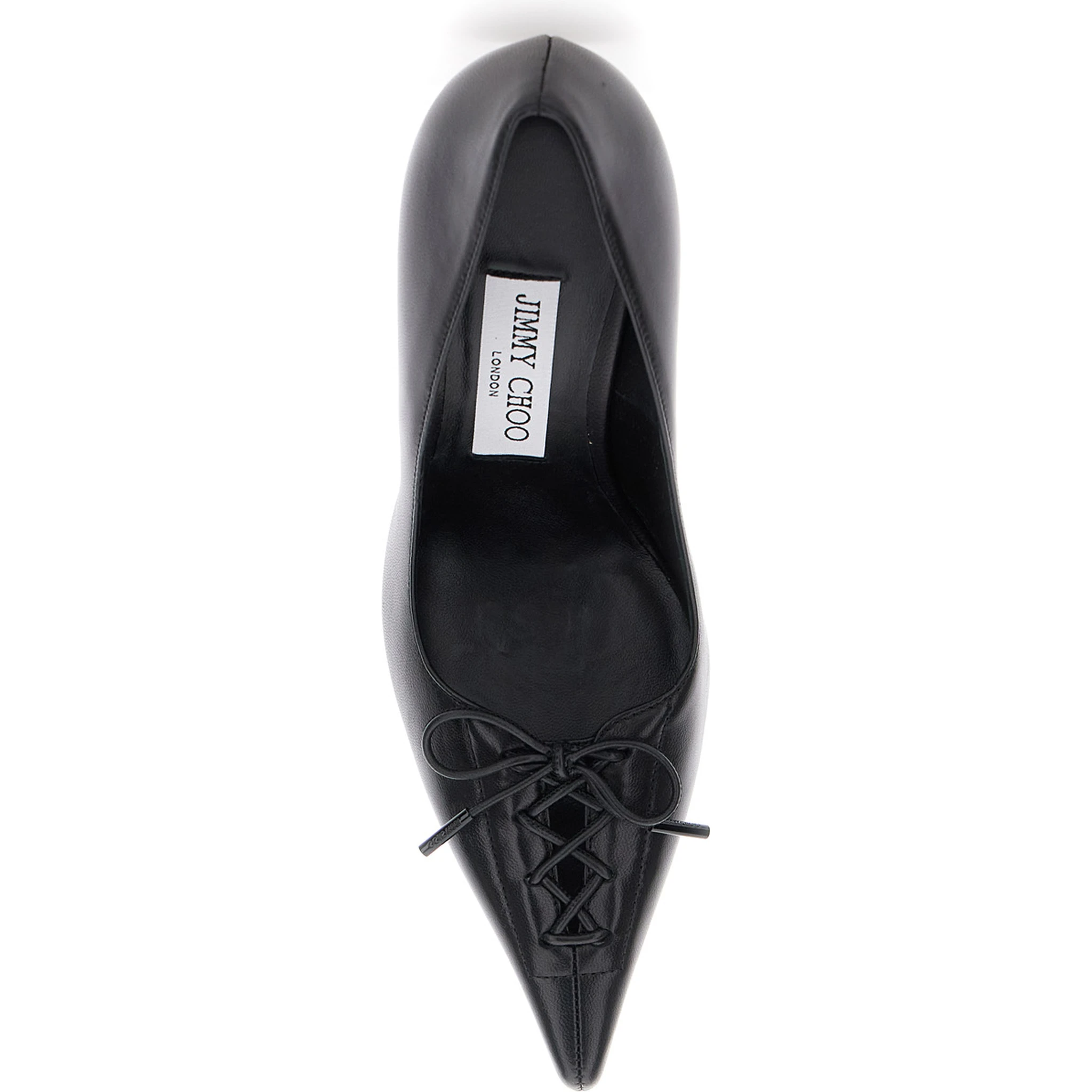 Scarlett Black Pumps with High Stiletto Heel and Front Laces in Leather Woman