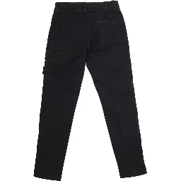 Black Pants with One Cargo Pocket on the Front and Logo Patch on the Front in Cotton Stretch Boy