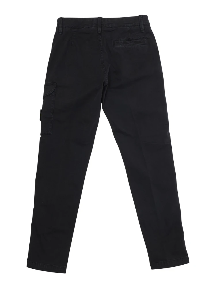 Black Pants with One Cargo Pocket on the Front and Logo Patch on the Front in Cotton Stretch Boy alternative