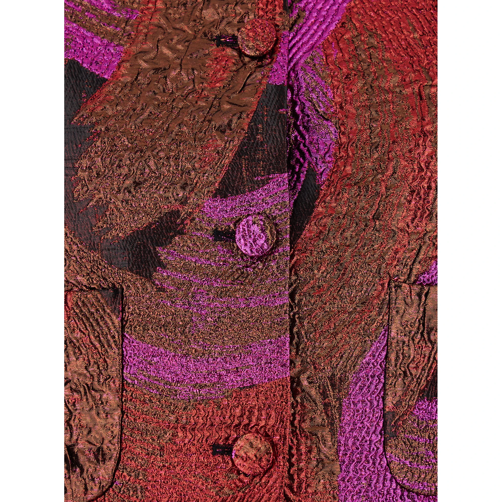 Fuchsia Collarless Jacket with All-Over Broccato Motif in Tech Fabric Woman