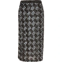 Brown Skirt with All-Over Sequins in Fabric Woman