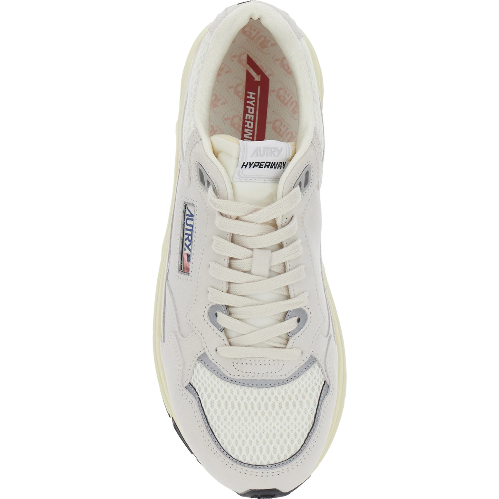 Hyperway White Low Top Sneakers with Logo Patch on Tongue and Side in Tech Fabric Man