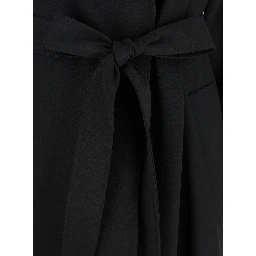 Black Double-Breasted Trench Coat with Matching Belt in Cady Woman