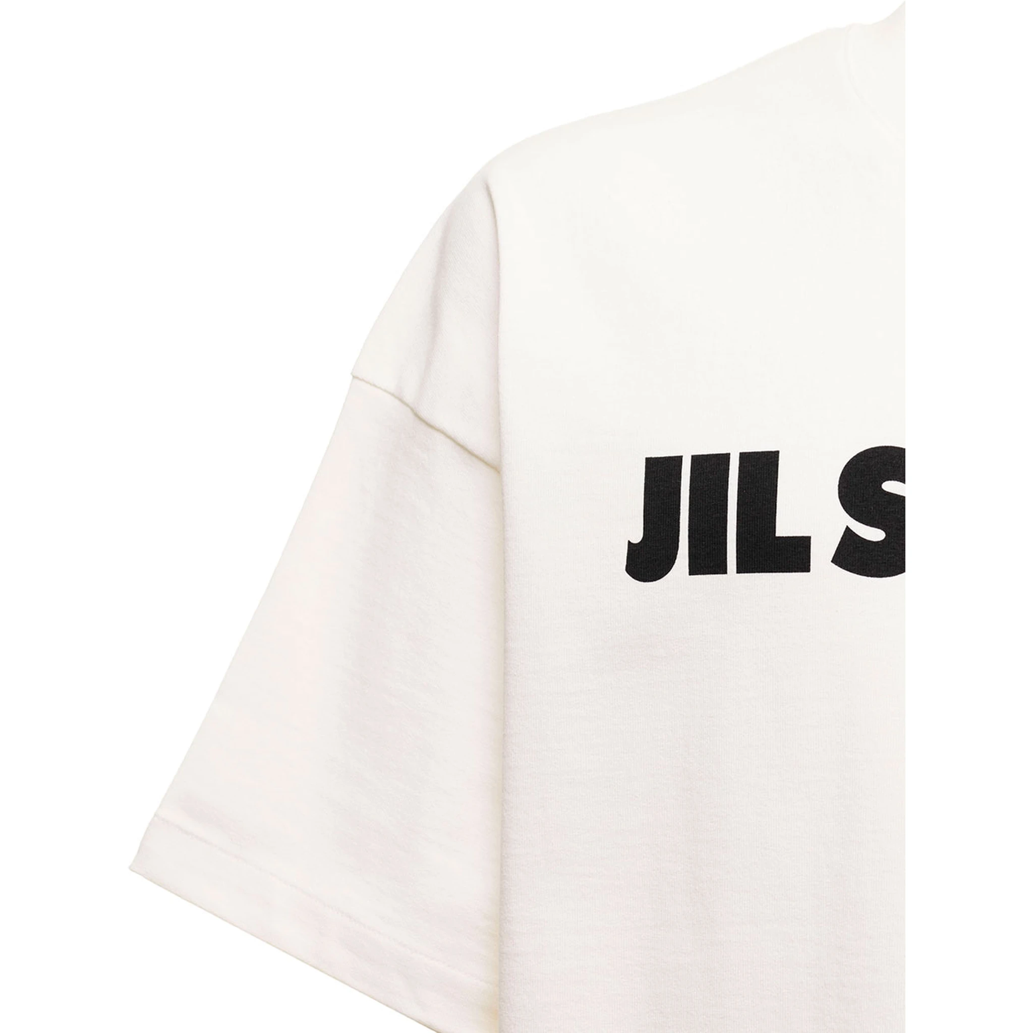 White Oversize Crewneck T-Shirt with Logo Print on the Front in Cotton Man