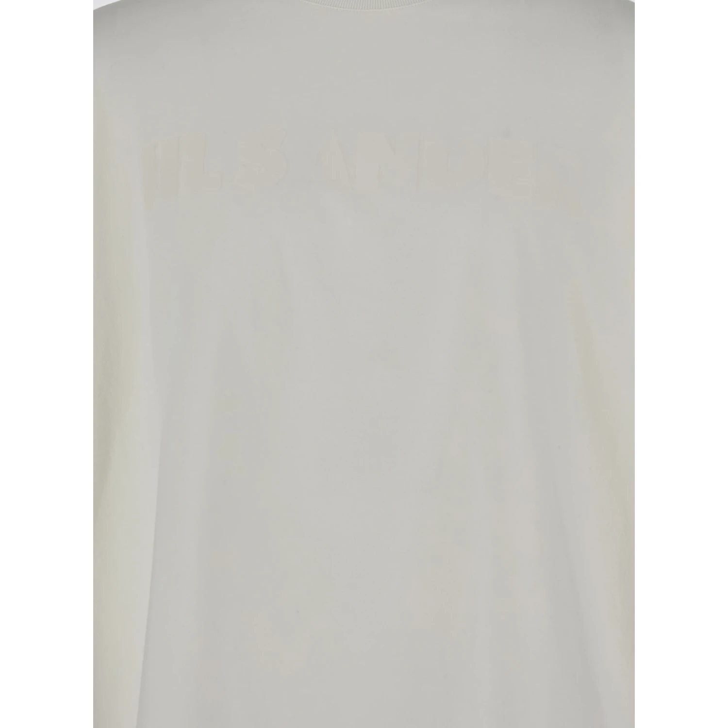 White Crewneck T-Shirt with Front Logo Print in Cotton Man