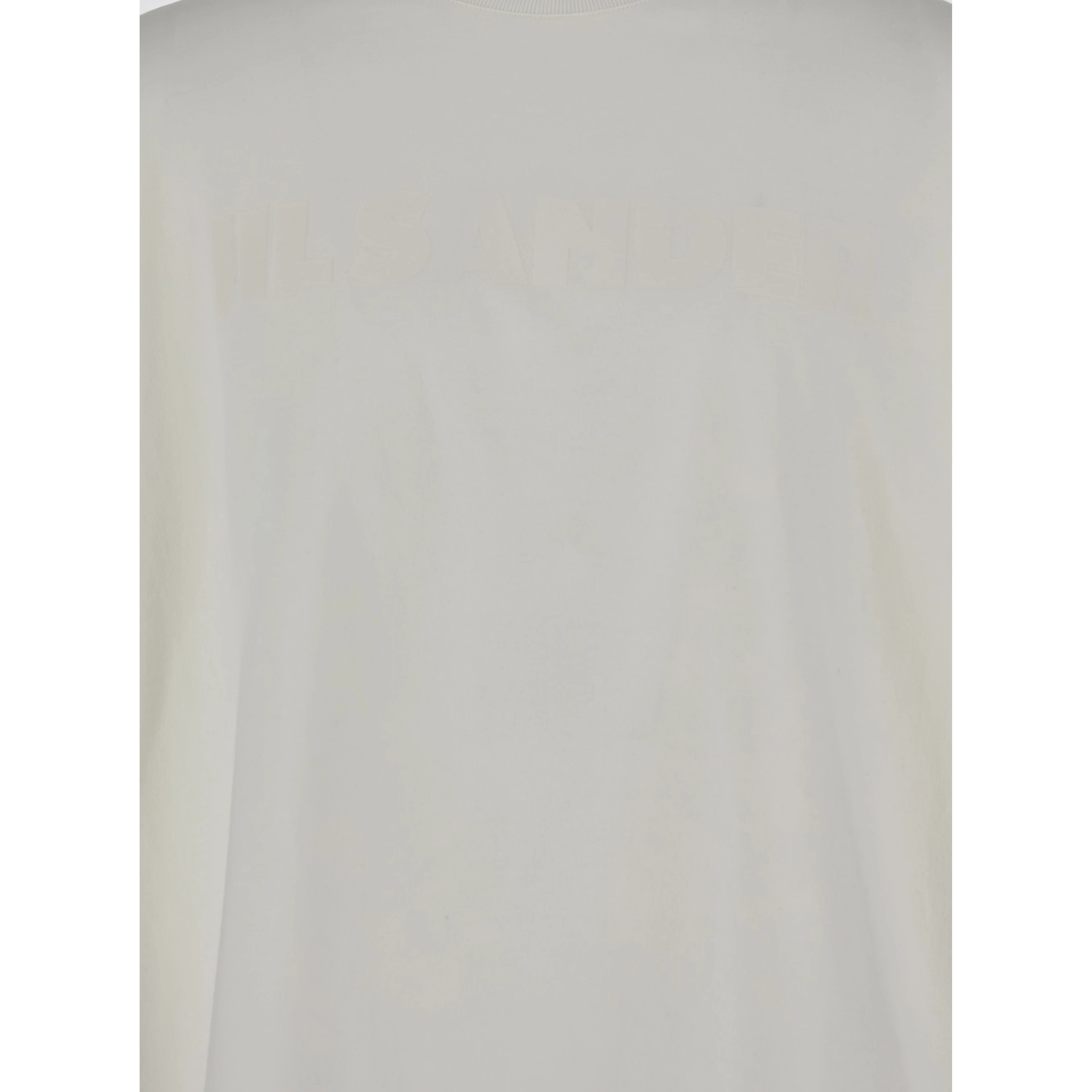 White Crewneck T-Shirt with Front Logo Print in Cotton Man