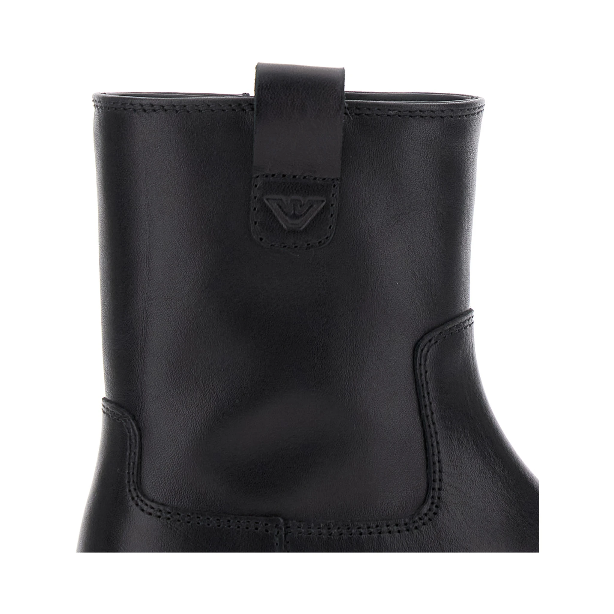 Black Boots with Logo Patch and Side Zip Closure in Leather Boy