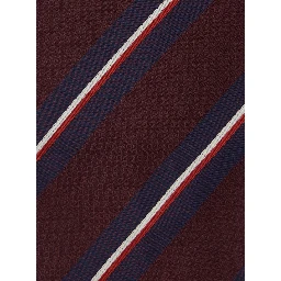 Bordeaux Tie with All-Over Striped Motif in Silk Man