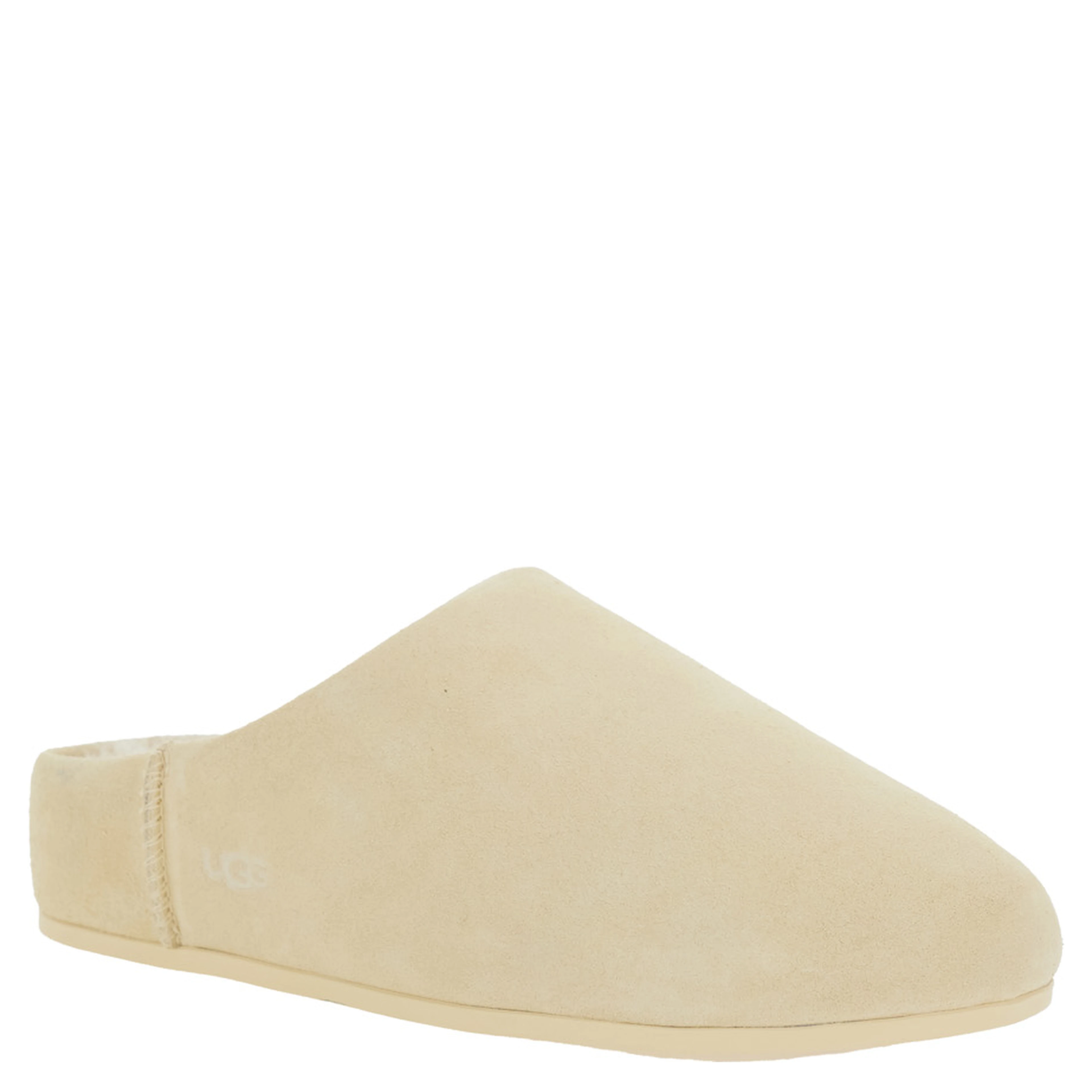 Elea Beige Mules with Logo Lettering on the Side and Shearling Lining in Suede Woman