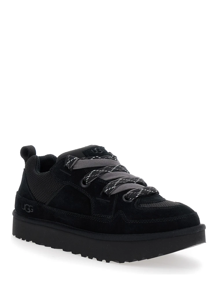 Lo Lowmel Black Sneakers with Mesh Inserts and Logo on the Side in Suede Man alternative