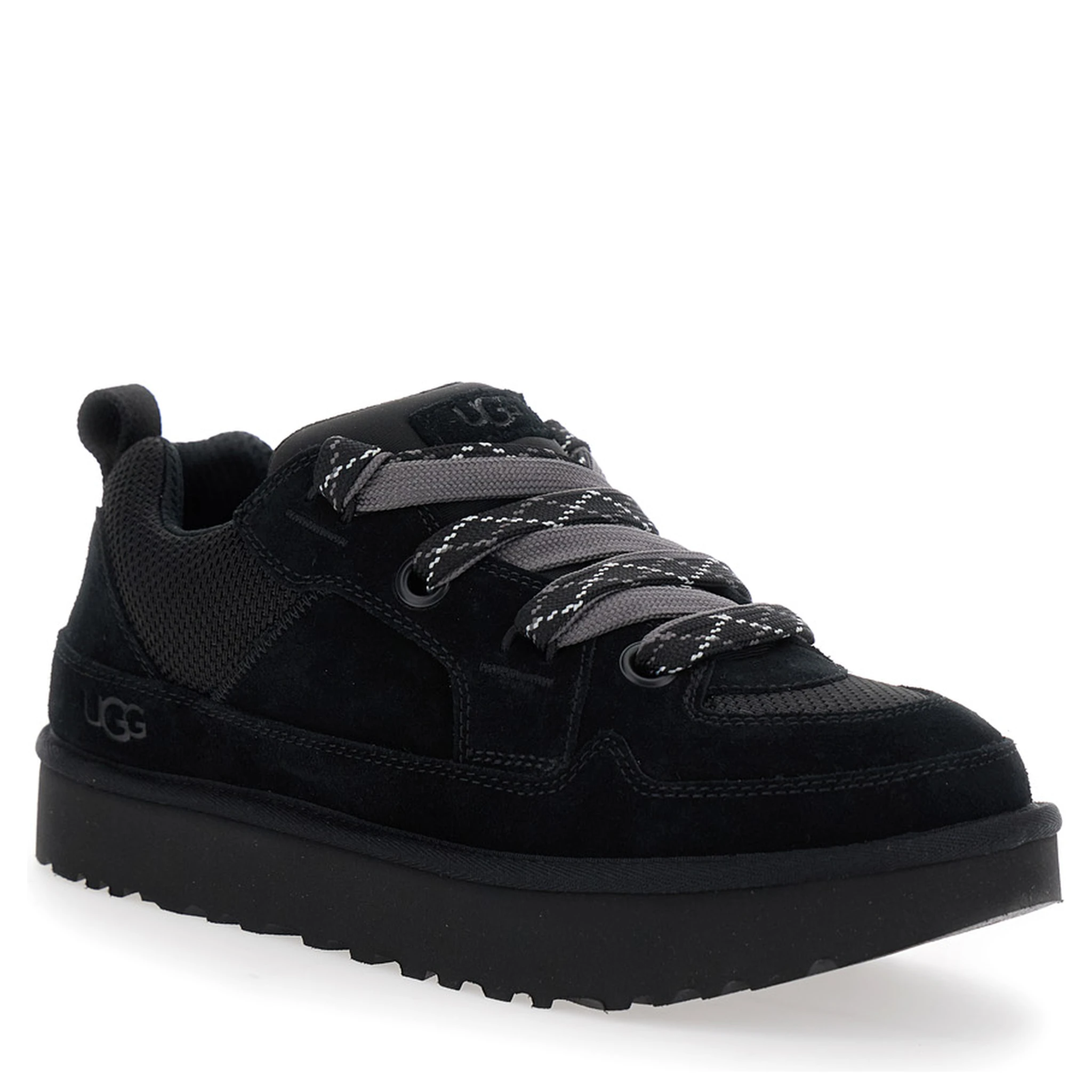 Lo Lowmel Black Sneakers with Mesh Inserts and Logo on the Side in Suede Man