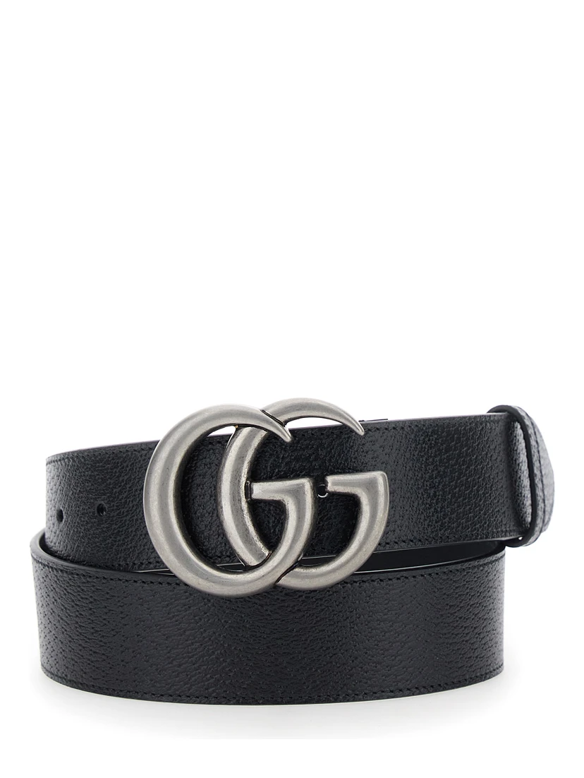 Black Belt with GG Buckle in Leather Man