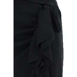 Aia Black Dress with Boat Neckline and Draped Detail on the Side in Tech Fabric Woman