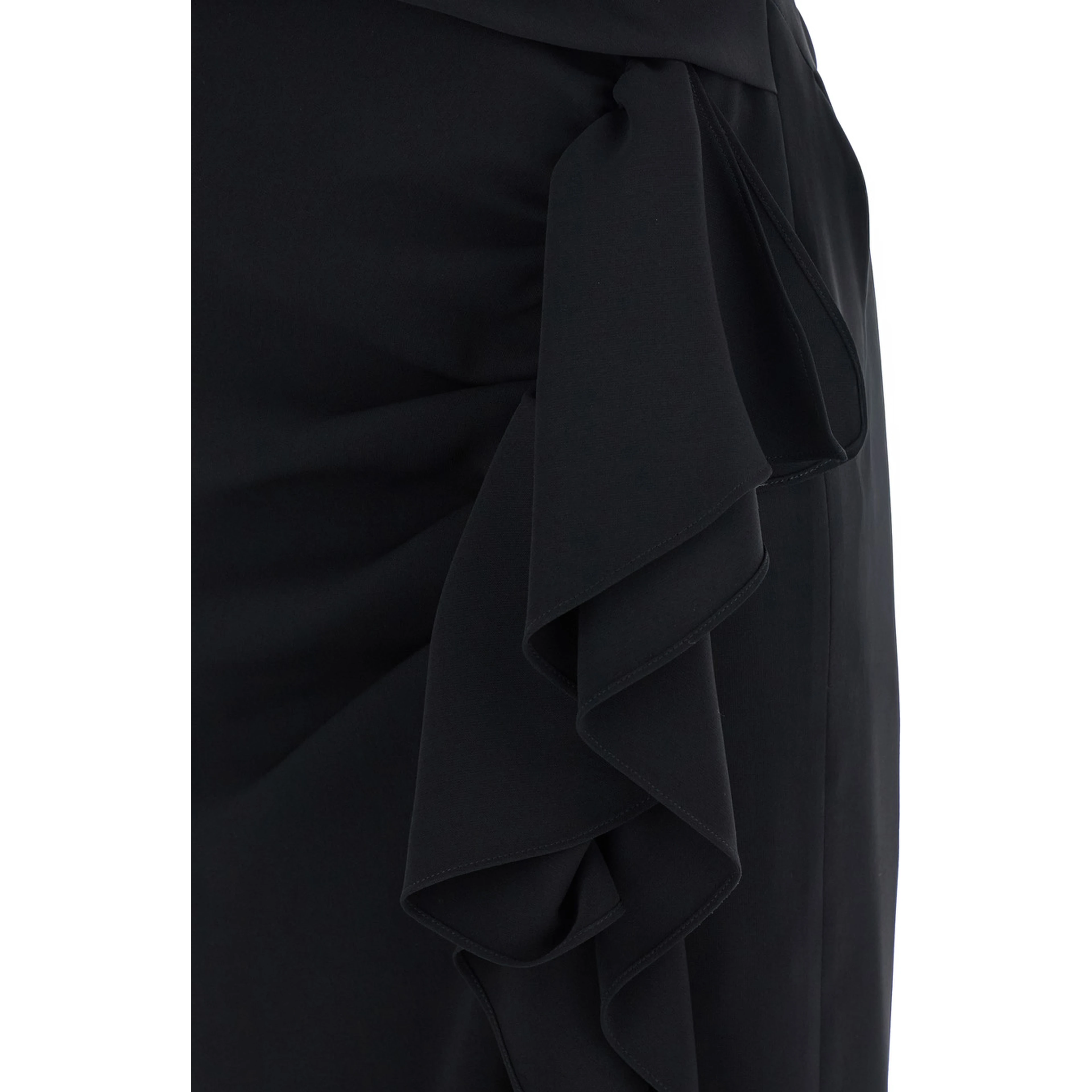 Aia Black Dress with Boat Neckline and Draped Detail on the Side in Tech Fabric Woman
