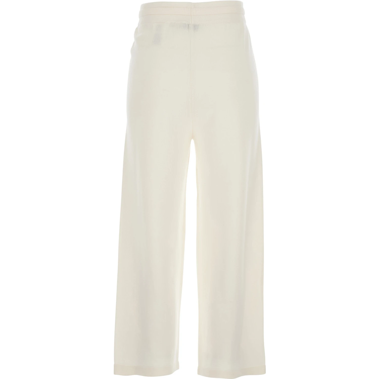 White Pants with Elasticated Waist with Drawstring in Fabric Woman