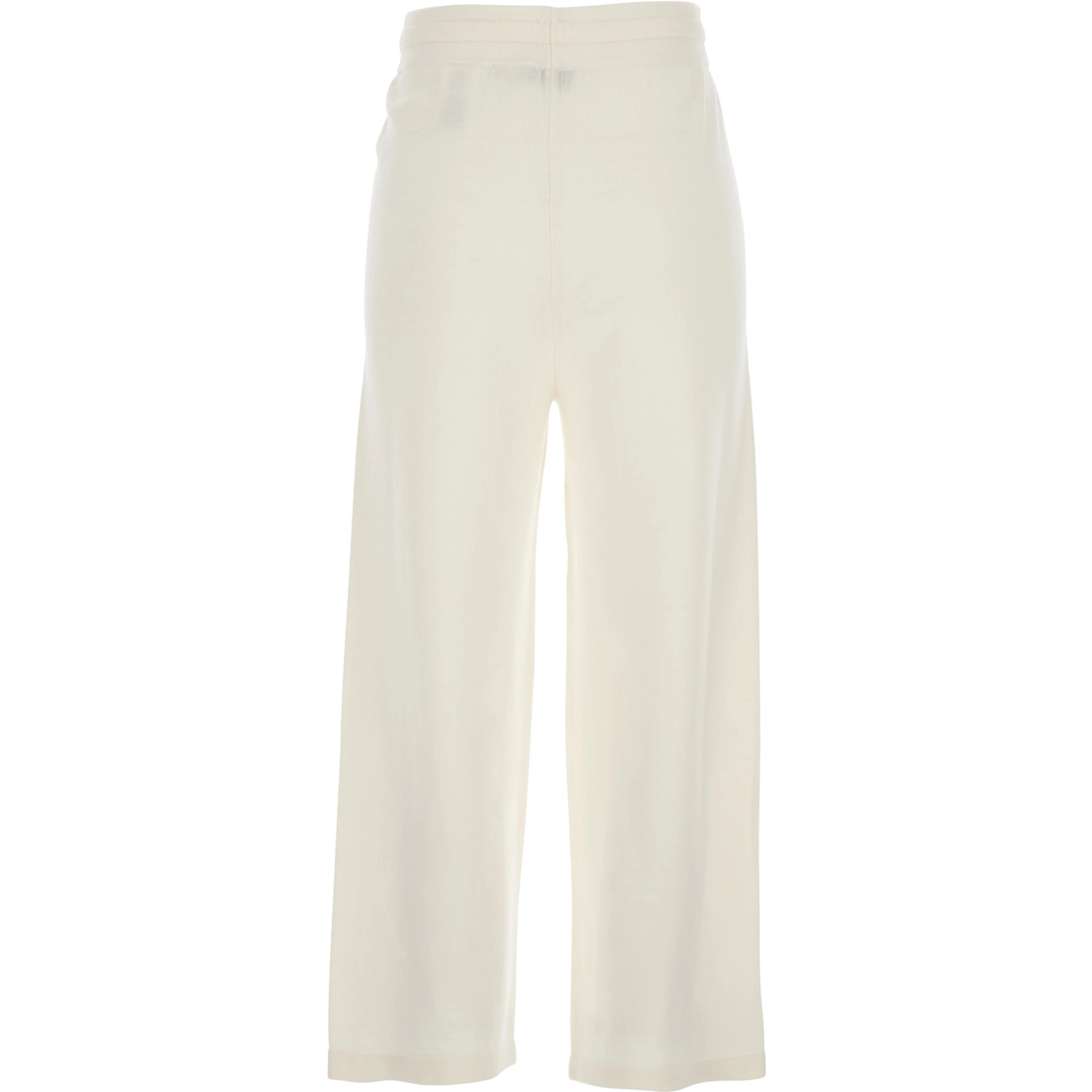 White Pants with Elasticated Waist with Drawstring in Fabric Woman