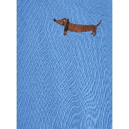 Light Blue Crewneck Sweatshirt with Print on the Front in Cotton Baby