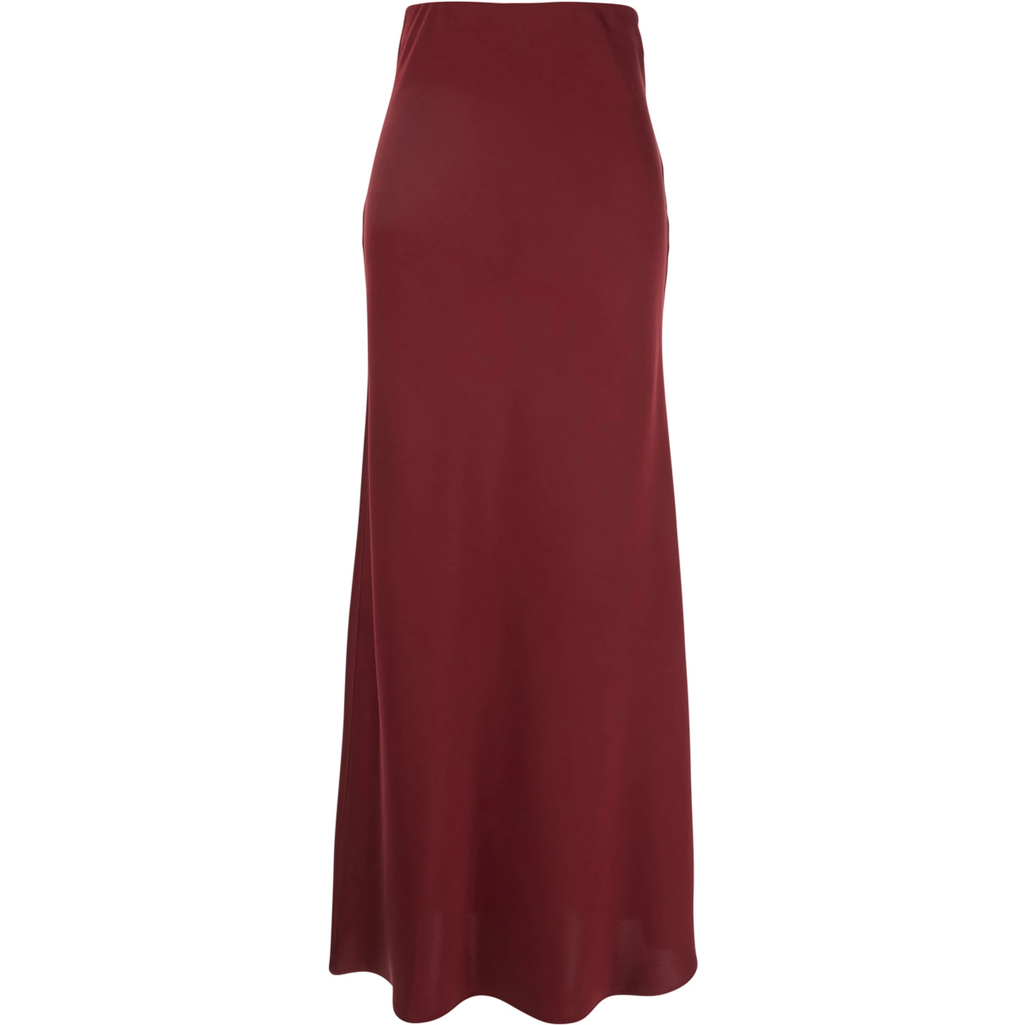 Bordeaux Long Skirt  with Volant Detail at the End in Satin Woman